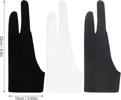 3 قطع من القفازات ذات الإصبعين، قفازات الرسم اللوحية للرسم وحارس اليد بإصبعين، قفاز الرسم الجرافيكي للجنسين (أسود، أبيض، رمادي، كبير) in Kuwait