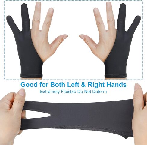 3 قطع من القفازات ذات الإصبعين، قفازات الرسم اللوحية للرسم وحارس اليد بإصبعين، قفاز الرسم الجرافيكي للجنسين (أسود، أبيض، رمادي، كبير) in Kuwait