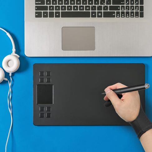 3 قطع من القفازات ذات الإصبعين، قفازات الرسم اللوحية للرسم وحارس اليد بإصبعين، قفاز الرسم الجرافيكي للجنسين (أسود، أبيض، رمادي، كبير) in Kuwait