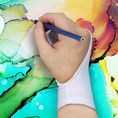 3 قطع من القفازات ذات الإصبعين، قفازات الرسم اللوحية للرسم وحارس اليد بإصبعين، قفاز الرسم الجرافيكي للجنسين (أسود، أبيض، رمادي، كبير) in Kuwait