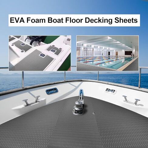 EVA Foam Boat Decking Flooring 23 x 94 Inches Universal DIY Surfboard Traction Pad Trimmable Sheet for Boat Kayak Yacht SUP Board Canoe RV Pool Non-Slip Self-Adhesive, Grey Rhombus Texture in Kuwait