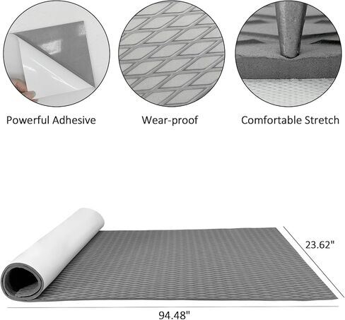 EVA Foam Boat Decking Flooring 23 x 94 Inches Universal DIY Surfboard Traction Pad Trimmable Sheet for Boat Kayak Yacht SUP Board Canoe RV Pool Non-Slip Self-Adhesive, Grey Rhombus Texture in Kuwait