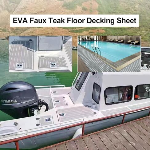 EVA Foam Boat Decking Flooring 23 x 94 Inches Universal DIY Surfboard Traction Pad Trimmable Sheet for Boat Kayak Yacht SUP Board Canoe RV Pool Non-Slip Self-Adhesive, Grey Rhombus Texture in Kuwait