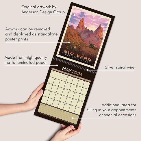 Americanflat 2024 Calendar - National Park Calendar 2024 Artwork Designed by David Owens - Large Wall Calendar with Monthly Format - Hanging Monthly Calendar Planner - 10x26 Inches When Open in Saudi Arabia