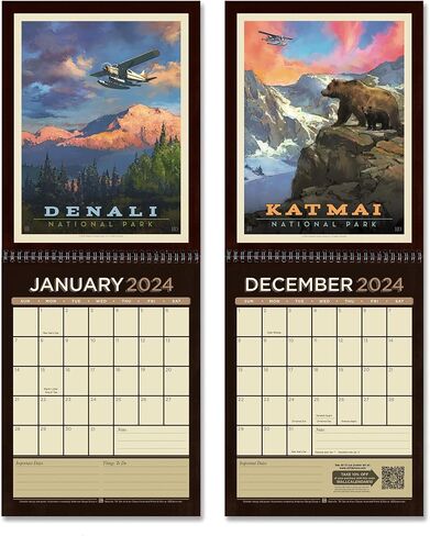 Americanflat 2024 Calendar - National Park Calendar 2024 Artwork Designed by David Owens - Large Wall Calendar with Monthly Format - Hanging Monthly Calendar Planner - 10x26 Inches When Open in Saudi Arabia