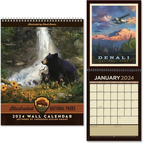 Americanflat 2024 Calendar - National Park Calendar 2024 Artwork Designed by David Owens - Large Wall Calendar with Monthly Format - Hanging Monthly Calendar Planner - 10x26 Inches When Open in Saudi Arabia