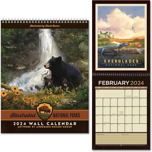 Americanflat 2024 Calendar - National Park Calendar 2024 Artwork Designed by David Owens - Large Wall Calendar with Monthly Format - Hanging Monthly Calendar Planner - 10x26 Inches When Open in Saudi Arabia