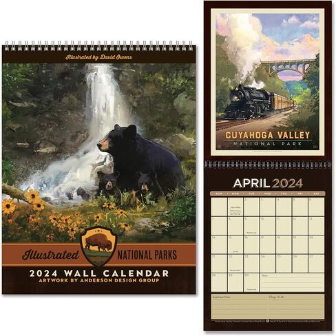 Americanflat 2024 Calendar - National Park Calendar 2024 Artwork Designed by David Owens - Large Wall Calendar with Monthly Format - Hanging Monthly Calendar Planner - 10x26 Inches When Open in Saudi Arabia