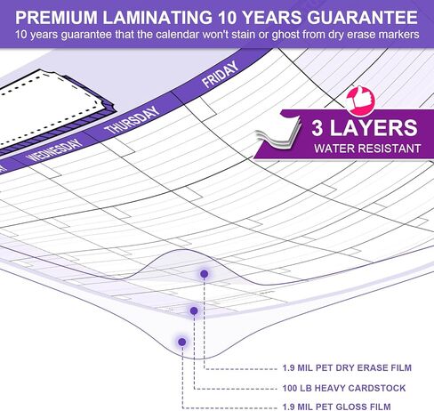 تقويم سبورة بيضاء كبيرة جدًا مقاس 24 بوصة × 36 بوصة للمسح الجاف للجدار، تقويم سبورة بيضاء مصفح جامبو قابل للمسح لمدة شهر واحد، ملصق كبير الحجم فارغ لمدة 30 يومًا مع خطوط ومربعات in Kuwait
