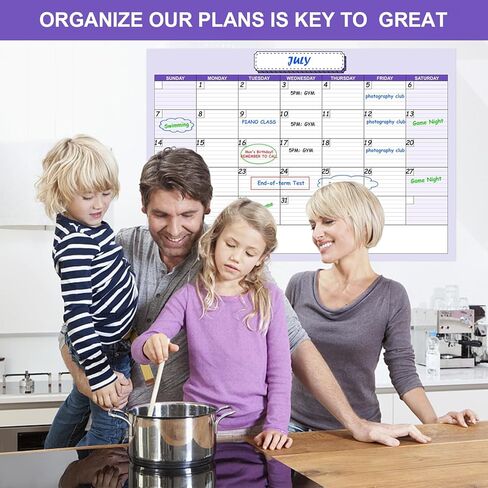 تقويم سبورة بيضاء كبيرة جدًا مقاس 24 بوصة × 36 بوصة للمسح الجاف للجدار، تقويم سبورة بيضاء مصفح جامبو قابل للمسح لمدة شهر واحد، ملصق كبير الحجم فارغ لمدة 30 يومًا مع خطوط ومربعات in Kuwait