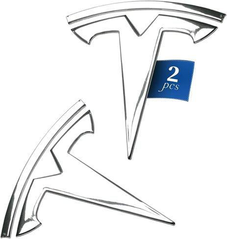ملصق بديل معدني بشعار السيارة الأصلي ثلاثي الأبعاد لطراز Tesla Y الأمامي الخلفي الجذع T شعار استبدال ملحقات ملصقات الشعار (فضي) in Kuwait