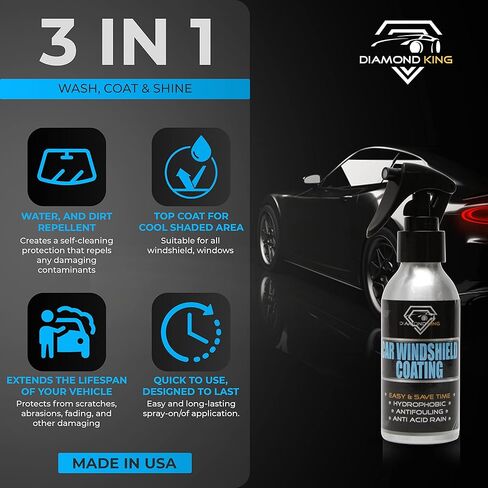 Nano Car Windshield Glass Coating 120ml - Ceramics Coating for Cars - Car Detailing, Hydrophobic Top Coat, Durable, Car Wax Polish Spray - Car Shiner, Cleaner, DK-WIND in Saudi Arabia