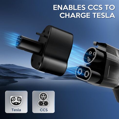 محول CCS لـ Tesla، CCS1 إلى محول شاحن Tesla لطراز Tesla 3، Y، S، X، 250kW/300A/500V DC سريع CCS إلى محول Tesla هدايا لأصحاب Tesla in Kuwait