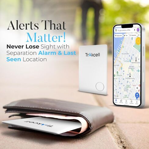(2024) Thin Wallet Tracker Card - Smart Bluetooth Tracker, Compatible with iOS & Android, IP67 Waterproof Wallet Tracker Up to 260 ft Range - Phone Tracker -White in Saudi Arabia