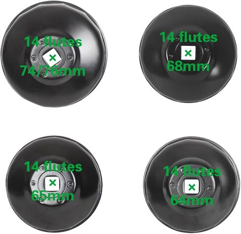 MOTO4U 64mmx14 Flute Oil Filter Cap Wrench,3-8 inch Drive,Oil Filter Cap Removal Socket Tool for 2.5-5.7L Engine,Low-Profile Design in Saudi Arabia