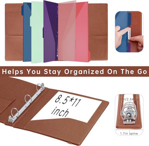 حافظة HAUTOCO مقاس 1 بوصة و3 حلقات مع حافظة لحجم الحروف 11 × 8.5 بوصة، منظم مجلد الحافظة الشخصية مع 5 مجلدات فواصل، مجلد دائري من جلد البولي يوريثان للمدرسة المكتبية، أسود in Kuwait