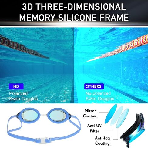 3 Pcs Adult Swimming Goggles for Men Women Anti UV Fog Racing Mirrored Swim Goggles Silicone with 3 Quick Adjust Bungee Straps and 6 Nose Bridges for Adult Youth Sports in Saudi Arabia