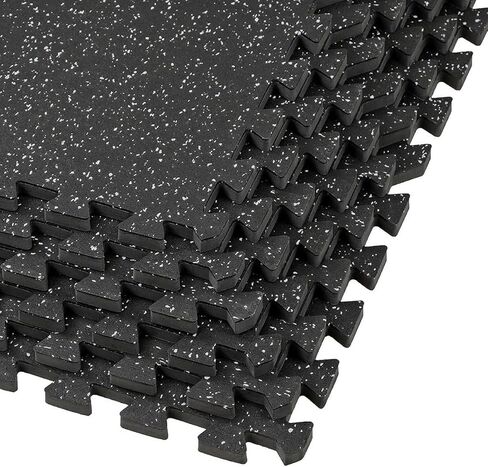 Xspec 1/2" Thick 48 sq ft (12 Tiles) Interlocking Rubber Top EVA Foam Exercise Mat | Workout Mats for Home Gym Flooring Tiles for Gyms, Fitness Rooms | Durable Grip Protective Flooring in Saudi Arabia