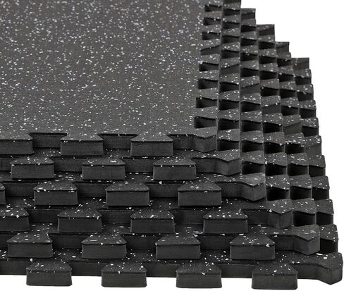 Xspec 1/2" Thick 48 sq ft (12 Tiles) Interlocking Rubber Top EVA Foam Exercise Mat | Workout Mats for Home Gym Flooring Tiles for Gyms, Fitness Rooms | Durable Grip Protective Flooring in Saudi Arabia