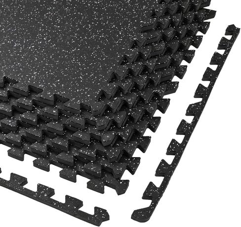 Xspec 1/2" Thick 48 sq ft (12 Tiles) Interlocking Rubber Top EVA Foam Exercise Mat | Workout Mats for Home Gym Flooring Tiles for Gyms, Fitness Rooms | Durable Grip Protective Flooring in Saudi Arabia