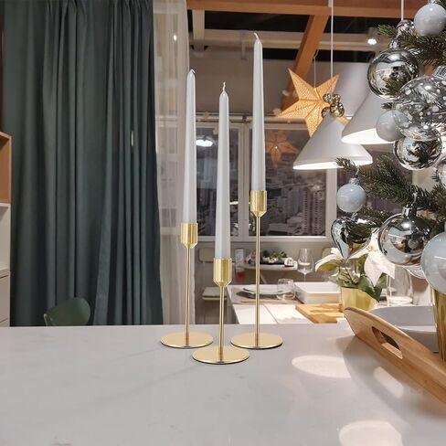 Candle Holders,Set of 6 Candlestick Holders for Taper Candles, Brass Gold Black Modern Decorative Candle Stick Holder for Table, Mantel, Wedding, Dinning, Party(Candles are not Included) in Saudi Arabia