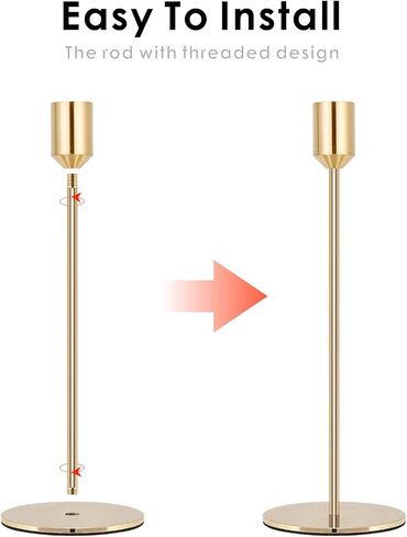Candle Holders,Set of 6 Candlestick Holders for Taper Candles, Brass Gold Black Modern Decorative Candle Stick Holder for Table, Mantel, Wedding, Dinning, Party(Candles are not Included) in Saudi Arabia