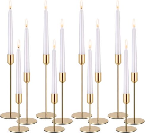Candle Holders,Set of 6 Candlestick Holders for Taper Candles, Brass Gold Black Modern Decorative Candle Stick Holder for Table, Mantel, Wedding, Dinning, Party(Candles are not Included) in Saudi Arabia