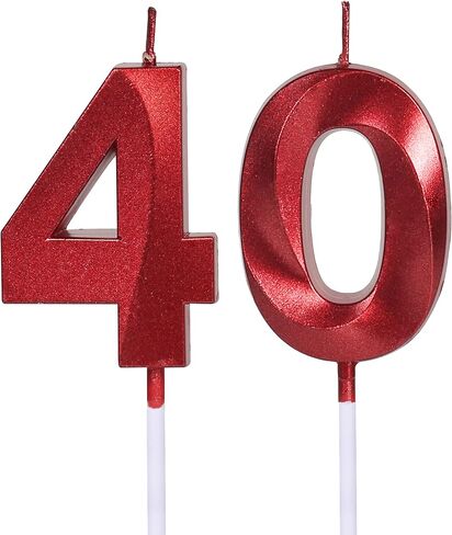 شموع عيد الميلاد الأربعين الحمراء للكعك، عدد 40 4 شمعة لامعة لتزيين حفلات الزفاف والذكرى السنوية in Kuwait