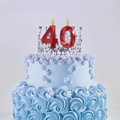 شموع عيد الميلاد الأربعين الحمراء للكعك، عدد 40 4 شمعة لامعة لتزيين حفلات الزفاف والذكرى السنوية in Kuwait