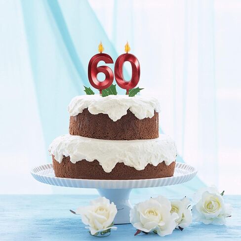 شموع عيد الميلاد الأربعين الحمراء للكعك، عدد 40 4 شمعة لامعة لتزيين حفلات الزفاف والذكرى السنوية in Kuwait