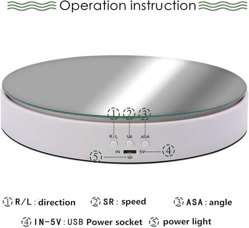 Motorized Rotating Stand, 7.67Inch Max Loading 22Lb Battery USB Use Display Turntable for Jewelry Cake 3D Curing Resin Prints Spinner Shelf (White) in Kuwait