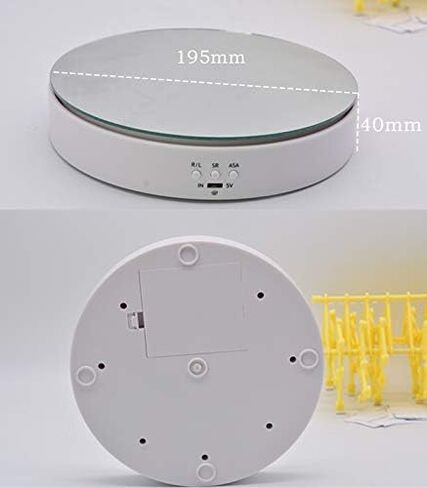 Motorized Rotating Stand, 7.67Inch Max Loading 22Lb Battery USB Use Display Turntable for Jewelry Cake 3D Curing Resin Prints Spinner Shelf (White) in Kuwait