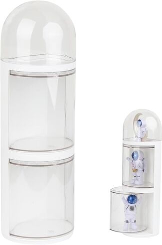 3-Tiers Clear Display Riser Case for Collectibles Figures Props, Action Figures Showcase Stand with White Base, Round Wall Mounted Display Box for Figurine Doll Toys Jewelry Organization in Saudi Arabia