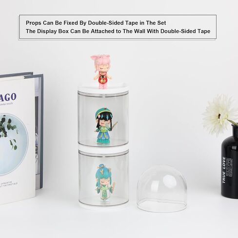 3-Tiers Clear Display Riser Case for Collectibles Figures Props, Action Figures Showcase Stand with White Base, Round Wall Mounted Display Box for Figurine Doll Toys Jewelry Organization in Saudi Arabia