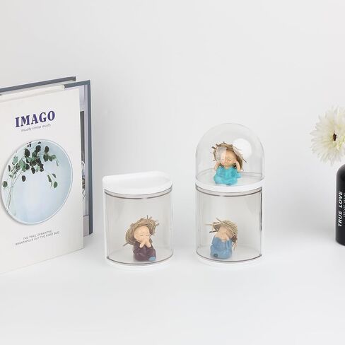 3-Tiers Clear Display Riser Case for Collectibles Figures Props, Action Figures Showcase Stand with White Base, Round Wall Mounted Display Box for Figurine Doll Toys Jewelry Organization in Saudi Arabia