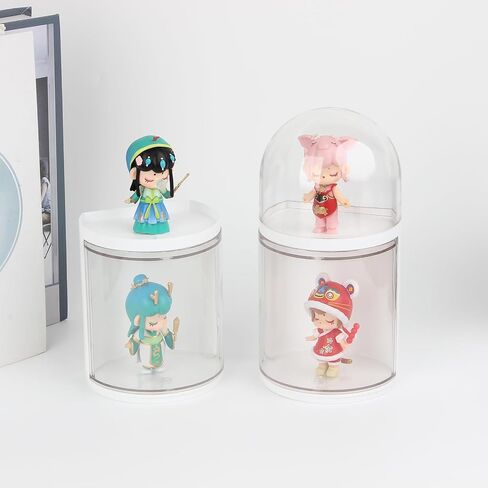 3-Tiers Clear Display Riser Case for Collectibles Figures Props, Action Figures Showcase Stand with White Base, Round Wall Mounted Display Box for Figurine Doll Toys Jewelry Organization in Saudi Arabia