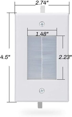 1 Gang Brush Wall Plate with Built-in Mounting Bracket Easy to Mount White Brush Plate for Cables of Audio Video HDMI HDTV Home Theater 2 Pack and 4 Screws Included in Saudi Arabia