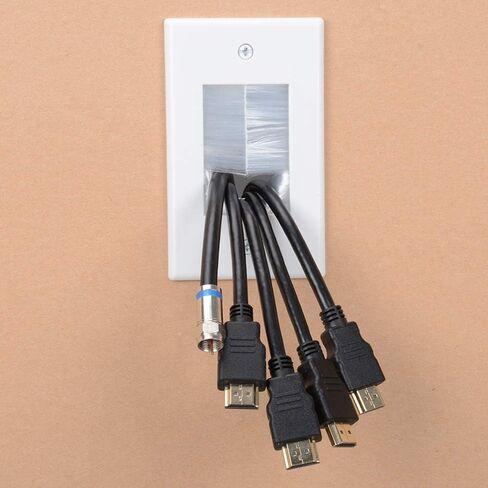 1 Gang Brush Wall Plate with Built-in Mounting Bracket Easy to Mount White Brush Plate for Cables of Audio Video HDMI HDTV Home Theater 2 Pack and 4 Screws Included in Saudi Arabia