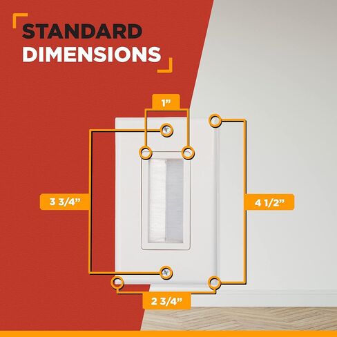 لوحة حائط بفرشاة واحدة من نقطة المشتري | غطاء منفذ مدرج من UL مع دعامة تثبيت، خافي عيوب سلك مثالي للتلفزيون المثبت على الحائط، وأجهزة الكمبيوتر المخصصة للألعاب وأنظمة المسرح المنزلي (أبيض/عاجي) - عبوة واحدة in Kuwait