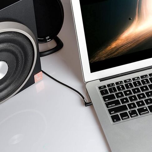 كابل J&D 3.5 ملم صوت ستيريو Aux Jack إلى Jack مطلي بالذهب زاوية يمين 90 درجة متوافق مع iPhone أو Galaxy أو مكبرات الصوت أو جميع الأجهزة الأخرى، 10 أقدام in Saudi Arabia