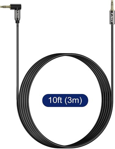 كابل J&D 3.5 ملم صوت ستيريو Aux Jack إلى Jack مطلي بالذهب زاوية يمين 90 درجة متوافق مع iPhone أو Galaxy أو مكبرات الصوت أو جميع الأجهزة الأخرى، 10 أقدام in Saudi Arabia