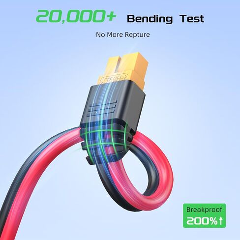موصل شمسي 10أقدام إلى كابل تمديد محول XT60، لوحة شمسية 12AWG إلى كابل تمديد شحن XT60 للوحة شمسية قابلة للطي RV، محطة طاقة محمولة، مولد للطاقة الشمسية (قطعة واحدة) in Kuwait