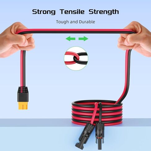 موصل شمسي 10أقدام إلى كابل تمديد محول XT60، لوحة شمسية 12AWG إلى كابل تمديد شحن XT60 للوحة شمسية قابلة للطي RV، محطة طاقة محمولة، مولد للطاقة الشمسية (قطعة واحدة) in Kuwait
