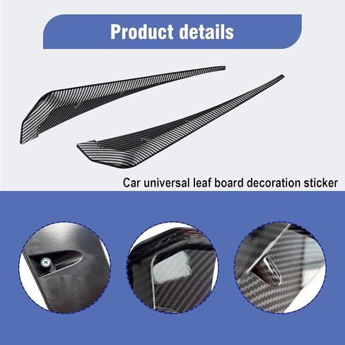 قطعتان من ملصق فتحة تهوية جانب السيارة، مقاس 16.14 بوصة × 3.54 بوصة طباعة نقل المياه من ألياف الكربون نمط ABS ملصق سبويلر، استبدال غطاء تزيين الجسم الشبكي، لمعظم موديلات السيارات (أسود) in Kuwait