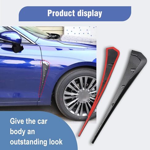 قطعتان من ملصق فتحة تهوية جانب السيارة، مقاس 16.14 بوصة × 3.54 بوصة طباعة نقل المياه من ألياف الكربون نمط ABS ملصق سبويلر، استبدال غطاء تزيين الجسم الشبكي، لمعظم موديلات السيارات (أسود) in Kuwait