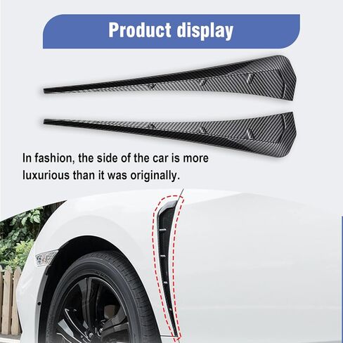 قطعتان من ملصق فتحة تهوية جانب السيارة، مقاس 16.14 بوصة × 3.54 بوصة طباعة نقل المياه من ألياف الكربون نمط ABS ملصق سبويلر، استبدال غطاء تزيين الجسم الشبكي، لمعظم موديلات السيارات (أسود) in Kuwait