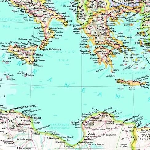 National Geographic Maps: Mediterranean Region Wall Map - Compact - 21 x 16 inches in Saudi Arabia
