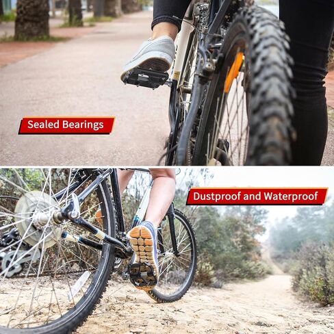 دواسات الدراجة الجبلية من سبائك الألومنيوم خفيفة الوزن، دواسات دراجة MTB مسطحة للدراجات الجبلية MTB BMX 9/16 بوصة، ثلاثة دواسات منصة تحمل فضي أسود in Saudi Arabia