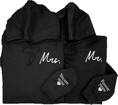 Embroidered Matching Couple Hoodies Mrs and Mr, Mr Mrs Hoodies for Women Christmas Valentine Day in Kuwait