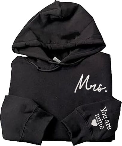 Embroidered Matching Couple Hoodies Mrs and Mr, Mr Mrs Hoodies for Women Christmas Valentine Day in Kuwait